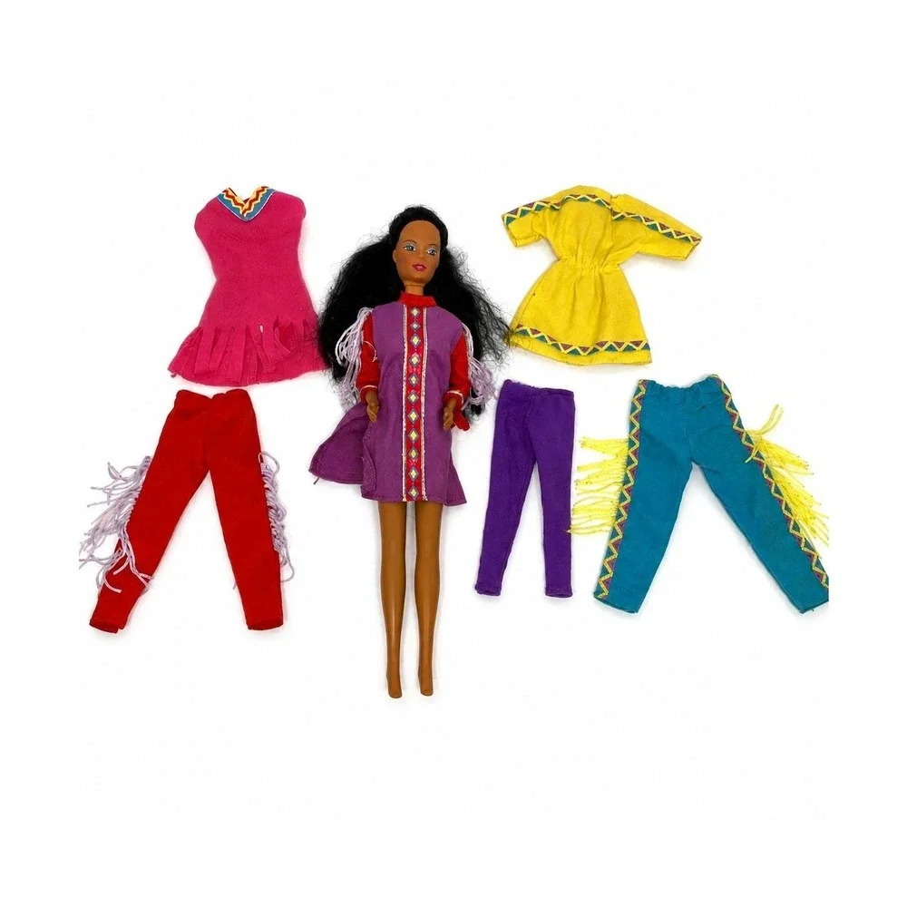 Vintage Barbie Native American Fashion Doll Lot Fringe‎ Outfits Mattel TLC OOAK